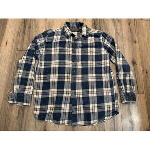 David Taylor L Cotton Flannel VTG Button-up Long Sleeve Blue Cream Plaid Maroon